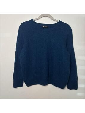 Naadam Size Medium Teal Blue Crew Neck Pullover 100% Cashmere Sweater Cozy